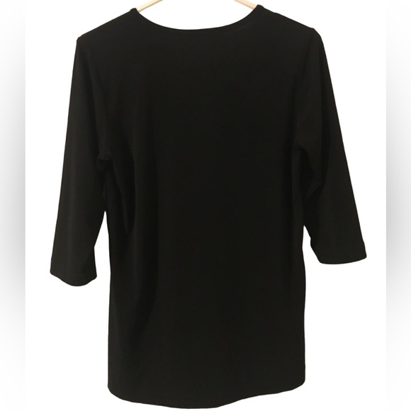 CSC Studio Black V Neck Three Quarter Sleeve Stretchy Women's Size Small Shirt - Picture 2 of 5